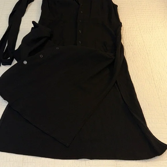 Lulu’s Medium Shirt Dress Fitted Black EUC stretch Button Down - Picture 5 of 9